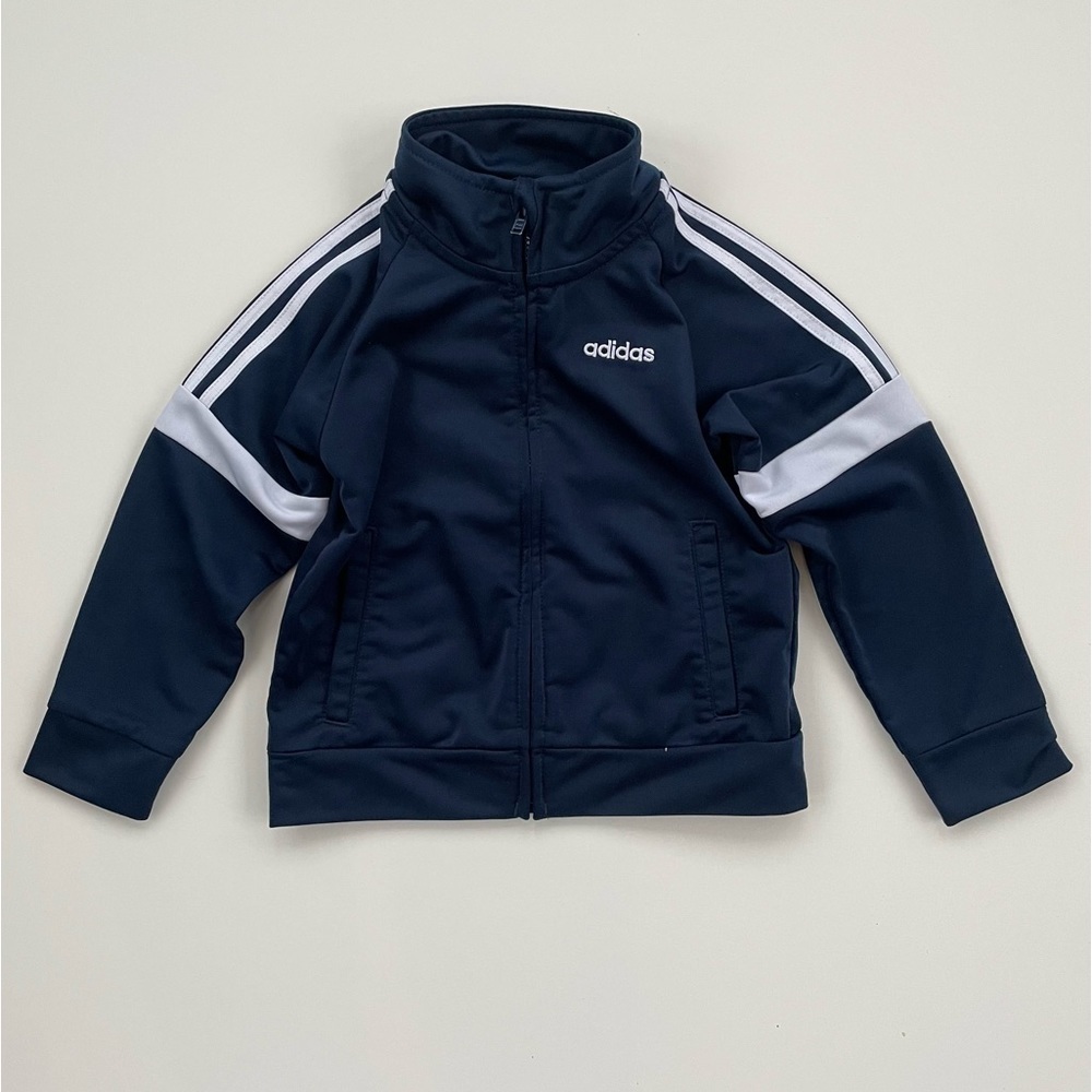 Adidas Toddler Boys Navy White Full Zip Track Jacket Size 24 Months